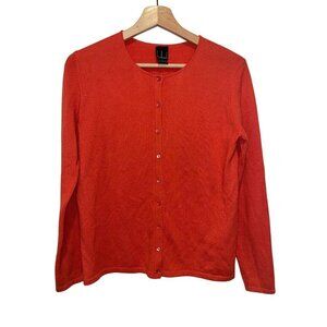 Beloid 100% Cashmere Womens Cardigan Sweater Red Long Sleeve Button Front Size S